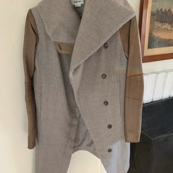 Helmut Lang Wool and Leather coat - Size P - Picture 2 of 5